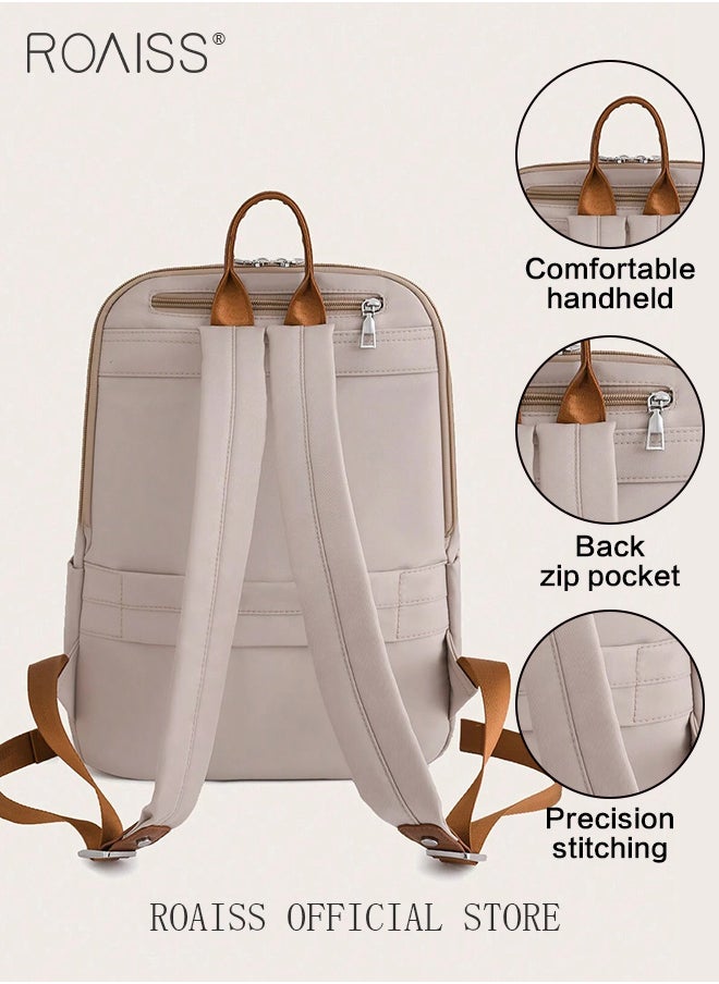 roaiss Portable Large Capacity Backpack for Women Solid Color Zipper Closure Casual Backpack with Separate 14 Inch Laptop Compartment for Girls Students Lightweight Waterproof Outing Bag for Commute Travel  - Image 4