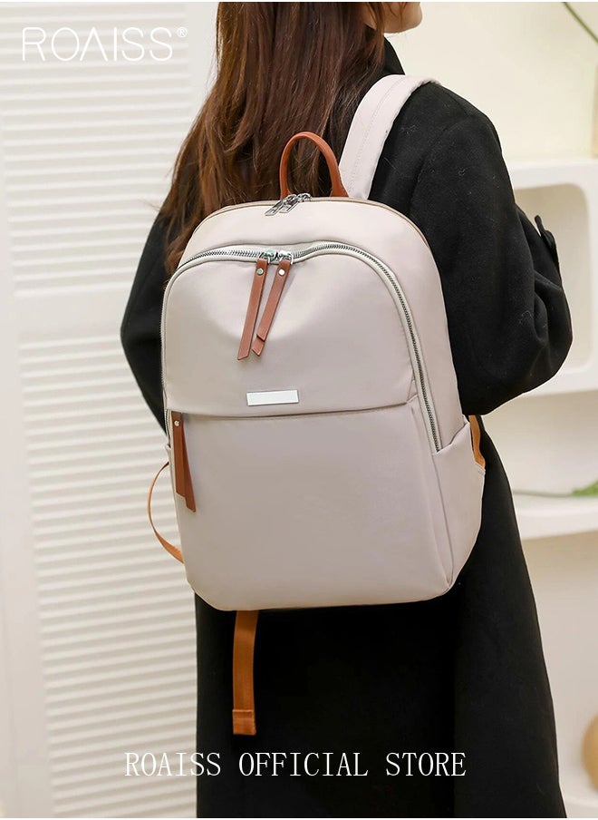 roaiss Portable Large Capacity Backpack for Women Solid Color Zipper Closure Casual Backpack with Separate 14 Inch Laptop Compartment for Girls Students Lightweight Waterproof Outing Bag for Commute Travel  - Image 5