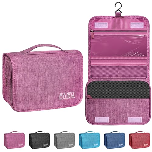 YEMEDA Toiletry Bag Travel Bag with Hanging Hook, Waterproof Capacity Hanging Multifunctional Makeup Bag for Toiletries, Portable Cosmetic Bag Travel Organizer for Women and Men(Purple) - Image 1