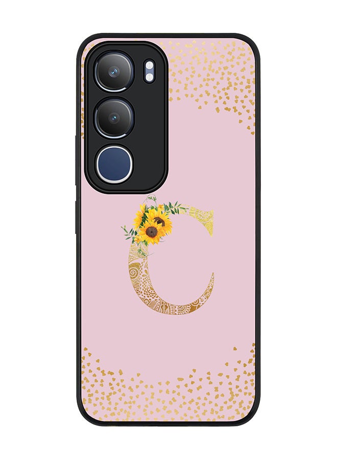 Stylizedd For vivo Y19s / Y19s Pro Case,Slim fit Camera Protection, Shockproof Thin Phone cover  - Custom Floral Monogram - C  (Pink )