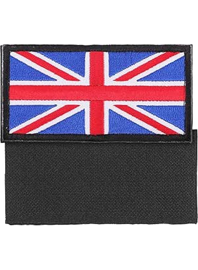 Supvox Embroidered UK Flag Patches 2Pcs Iron On Sewing for Clothing Backpack Decor Blue Black - Image 1