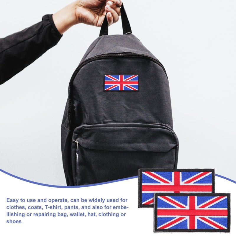 Supvox Embroidered UK Flag Patches 2Pcs Iron On Sewing for Clothing Backpack Decor Blue Black - Image 4