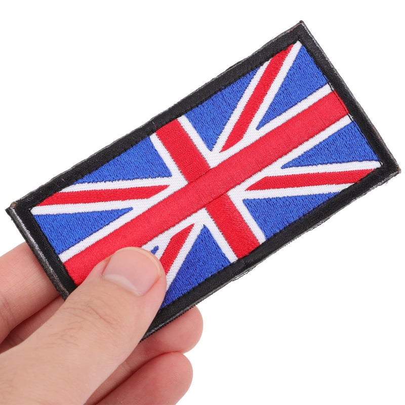 Supvox Embroidered UK Flag Patches 2Pcs Iron On Sewing for Clothing Backpack Decor Blue Black - Image 5