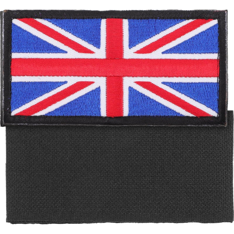 Supvox Embroidered UK Flag Patches 2Pcs Iron On Sewing for Clothing Backpack Decor Blue Black - Image 2