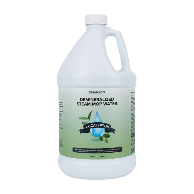 STEAM GO DEMINERALIZED WATER CLEANING SOLUTION FOR FLOOR MULTISURFACE STEAM CLEANERS COMPATIBLE FOR ANY MOP EUCALYPTUS MINT 128 OZ