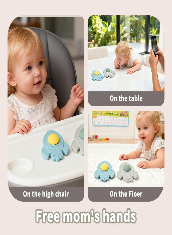 Imagination Junction Silicone Suction Cup Spinner Toy 1-3 Year Old Boys & Girls - Spinning Sensory Toys for Toddlers 12-18 Months Toddler Sensory Toys for Bath & Play (Rocket Shape) - Image 3