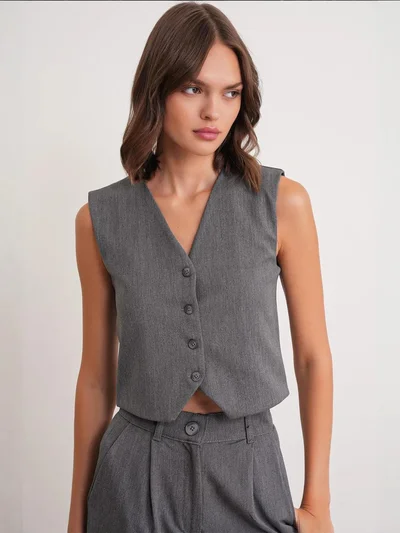 MixRay Mixray V-neck Buttoned Waistcoat