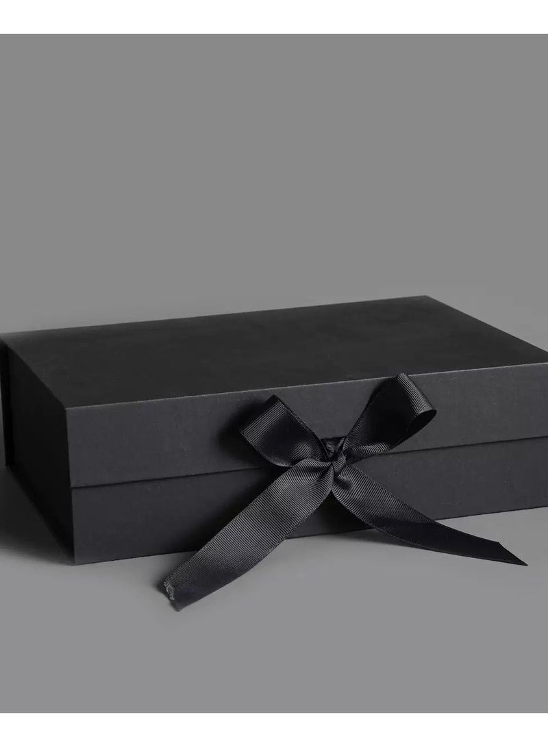 Gift Box Gift Packing with Card, Raffia, and String Lights for New Year Wedding Eid Birthday Father's Day Presents Display and Packing Size 26 * 19 * 8cm Black - Image 2