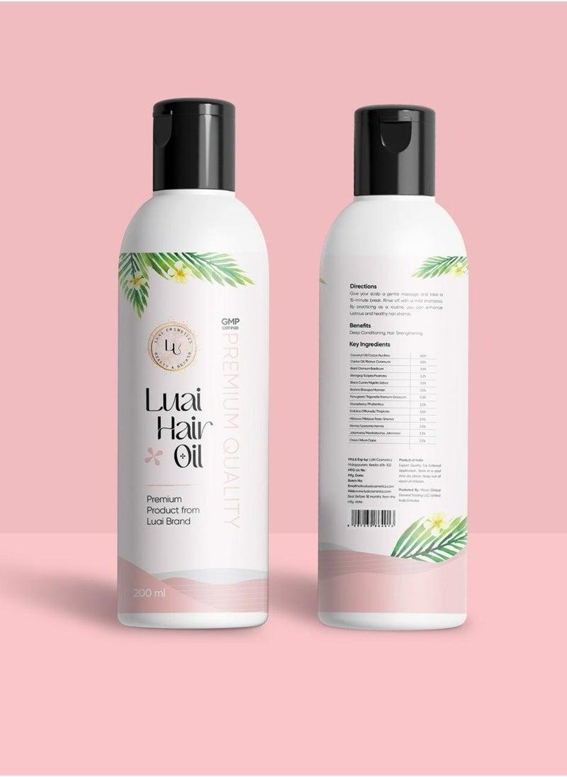 Luai Cosmetics - Luai Premium Hair Oil 200ml Natural Nutrients Reverse Grey Hair Promote Growth Prevent Hair Loss And Dandruff Easy For Men And Women - Image 1