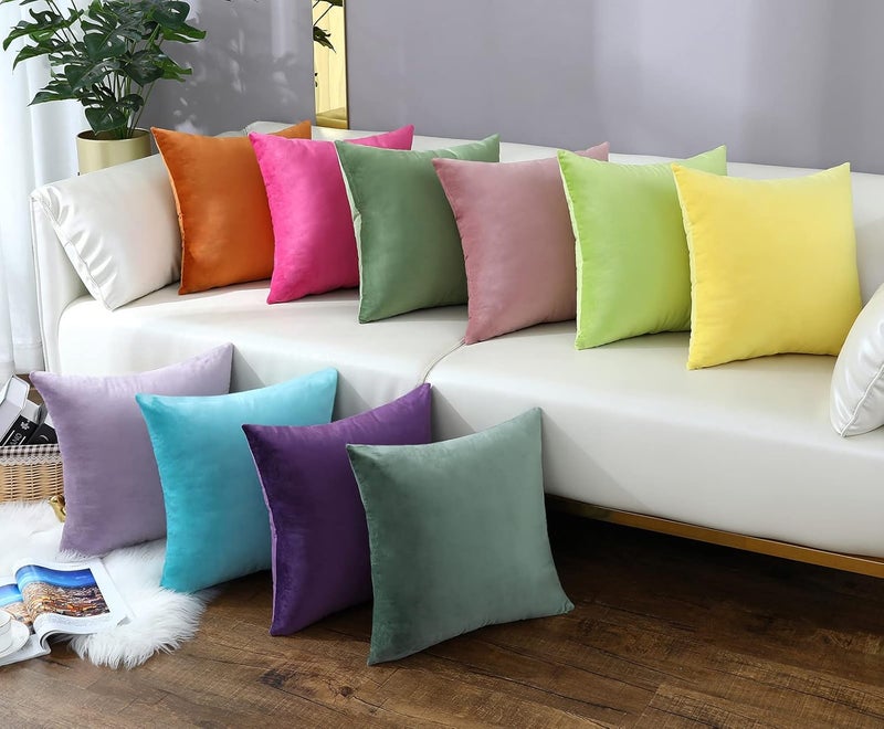 mixeoo Comfy Sky Blue Couch Throw Pillow Covers Decorative Square Velvet Super Soft Cushion Cases for Home Livingroom Sofa Decor, Set of 2, 18 x 18 Inch - Image 4