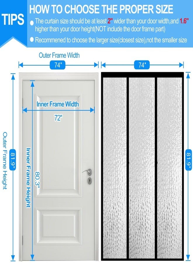 ريلاينسر ستارة باب عازلة حراريًا مغناطيسية من ريلاينسر، غطاء باب مقاوم للماء من مادة EVA، فتحة باب مزدوجة، تناسب مقاس باب 72 بوصة × 80 بوصة، ستارة باب معزولة ذاتية الإغلاق، شاشة باب حرارية للحماية من الحرارة - Image 2