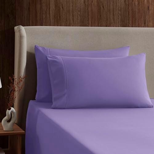 Nestl Full XL Bed Sheet Set - Lavender - Instantly Soft Microfiber, No Break-in Wash - 4-Piece Deep Pocket Sheets & Pillowcases, Stays Put All Night - Image 3