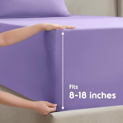 Nestl Full XL Bed Sheet Set - Lavender - Instantly Soft Microfiber, No Break-in Wash - 4-Piece Deep Pocket Sheets & Pillowcases, Stays Put All Night - Image 4