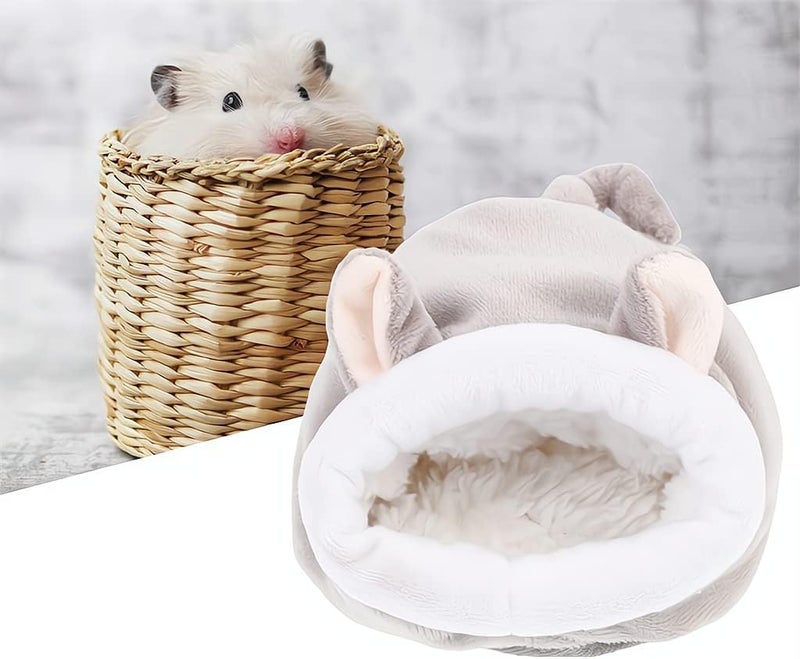 مخابئ ومنازل صغيرة لسرير الهامستر ، حقيبة نوم الهامستر ، سرير منزل الهامستر الجرذ ، عش صغير للحيوانات الأليفة ، سرير نوم دافئ لطيف للحيوانات الأليفة الصغيرة من سنجاب الهامستر شينشيلا ، رمادي - Image 1