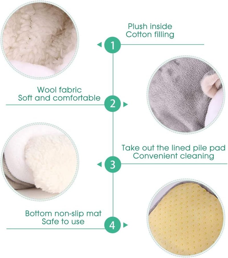 مخابئ ومنازل صغيرة لسرير الهامستر ، حقيبة نوم الهامستر ، سرير منزل الهامستر الجرذ ، عش صغير للحيوانات الأليفة ، سرير نوم دافئ لطيف للحيوانات الأليفة الصغيرة من سنجاب الهامستر شينشيلا ، رمادي - Image 4