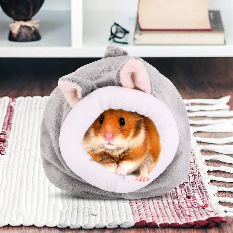 مخابئ ومنازل صغيرة لسرير الهامستر ، حقيبة نوم الهامستر ، سرير منزل الهامستر الجرذ ، عش صغير للحيوانات الأليفة ، سرير نوم دافئ لطيف للحيوانات الأليفة الصغيرة من سنجاب الهامستر شينشيلا ، رمادي - Image 5