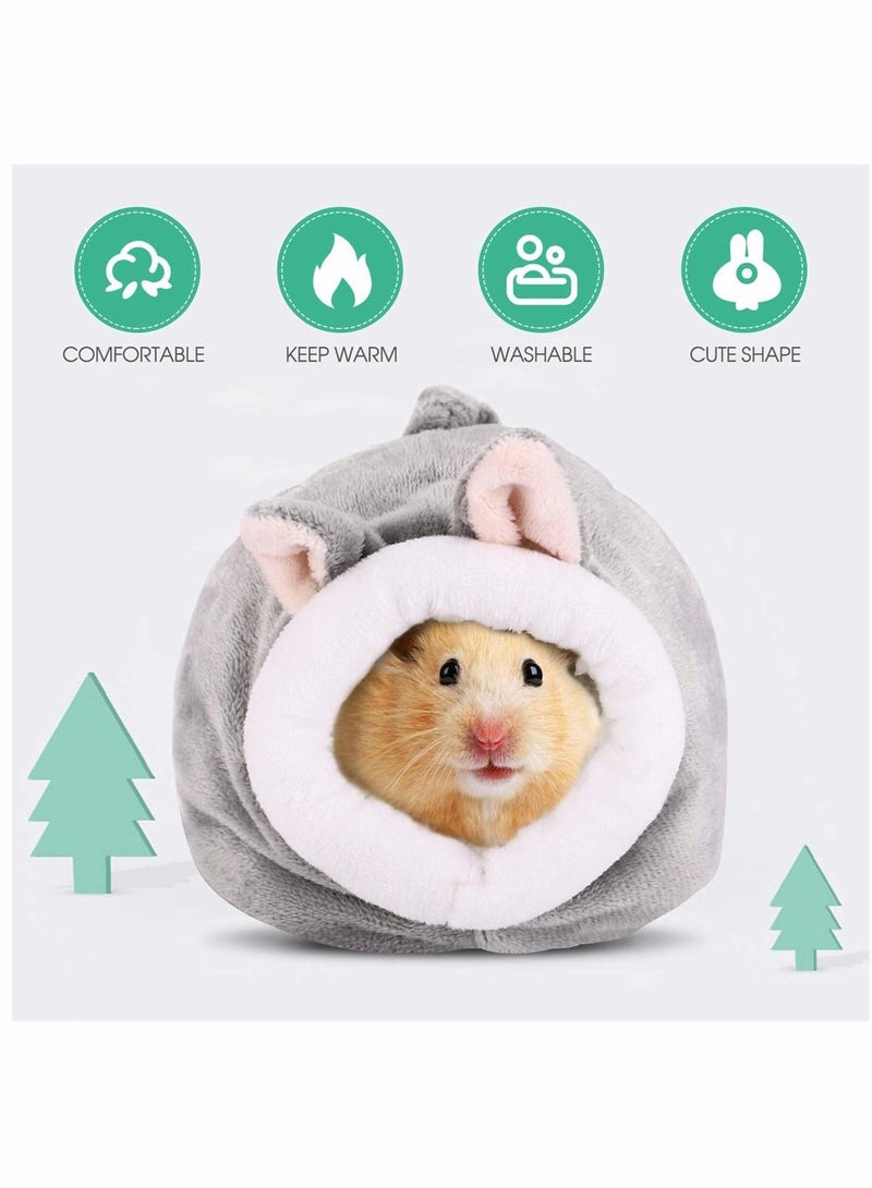 SYOSI Mini Hamster Bed Hideouts and Houses, Hamster Sleeping Bag Rat Hamster House Bed Small Pet Nest, Cute Warm Sleep Bed for Hamster Squirrel Ferret Chinchilla Small Pets, Grey  - Image 2