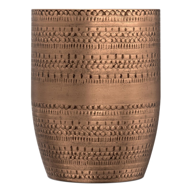 Simpli Home SIMPLIHOME Johnsen Metal Table - 15 inch Wide Solid Iron Drum Accent Table in Antique Copper with Tribal Pattern, Round Boho End Table for Living Room, Bedroom, or Home Office, Fully Assembled - Image 4