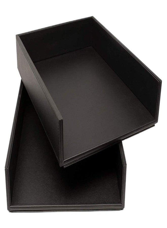 Castle Armory by Castle - Leatherette Two Stackable Paper Trays Desk Organizer - Clutter Organizer for Home, Office, Personal, and Employee Files (Two Paper Trays - Stackable) - Image 3