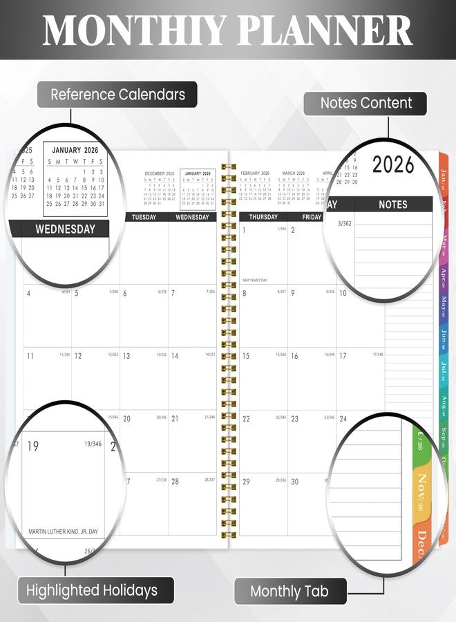 Tersus 2026 Monthly Planner - 2026 Planner with Tabs, Jan 2026 - Dec 2026, 9" x 11" Large Monthly Planner/Calendar, Back Pocket, Perfect for School Office Home Planning - Image 3