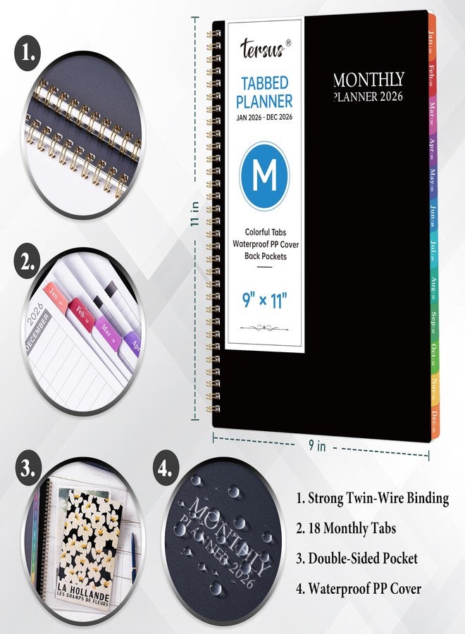 Tersus 2026 Monthly Planner - 2026 Planner with Tabs, Jan 2026 - Dec 2026, 9" x 11" Large Monthly Planner/Calendar, Back Pocket, Perfect for School Office Home Planning - Image 5
