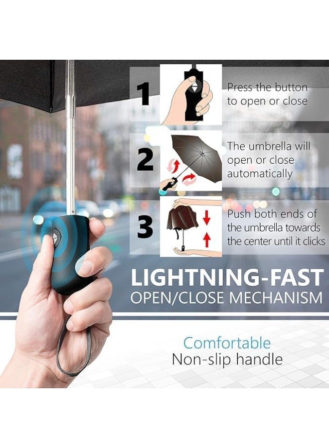 مظلة واقية من الشمس والمطر . قابلة للطي . UV ونظام فتح وغلق تلقائي . لون داخلى اسود لنتيجة عزل افضل - Image 4