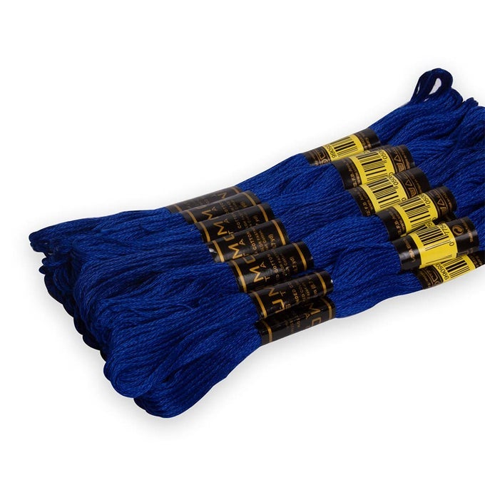 DARK ROYAL BLUE EMBROIDERY THREAD 12 PIECES 100 EGYPTIAN COTTON PREMIUM SKEINS OEKOTEX CERTIFIED 875 YARDS LONG CROSS STITCH EMBROIDERY FLOSS