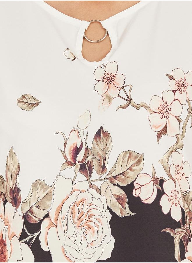Floral Print Sleeveless A-Line Maxi Dress