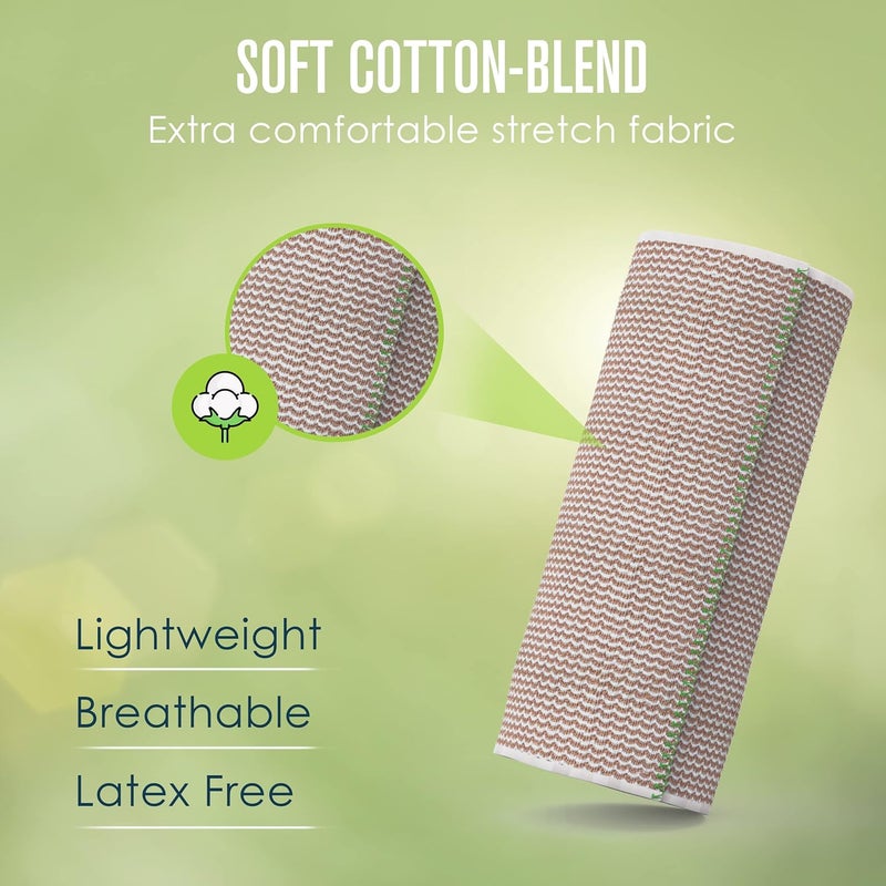 Houseables لفافة ضاغطة مرنة من هاوسابلز 6 بوصة لفافة ضغط للصدر ضمادة ضغط قطنية للساقين الوذمة اللمفية للنساء والرجال طبية للركبة والكاحل والذراع والقدم واليد للإصابات قابلة لإعادة الاستخدام 1315 عبوة 2 - Image 4