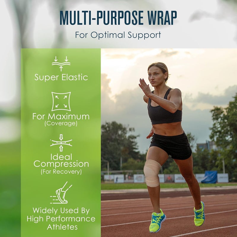 Houseables لفافة ضاغطة مرنة من هاوسابلز 6 بوصة لفافة ضغط للصدر ضمادة ضغط قطنية للساقين الوذمة اللمفية للنساء والرجال طبية للركبة والكاحل والذراع والقدم واليد للإصابات قابلة لإعادة الاستخدام 1315 عبوة 2 - Image 3