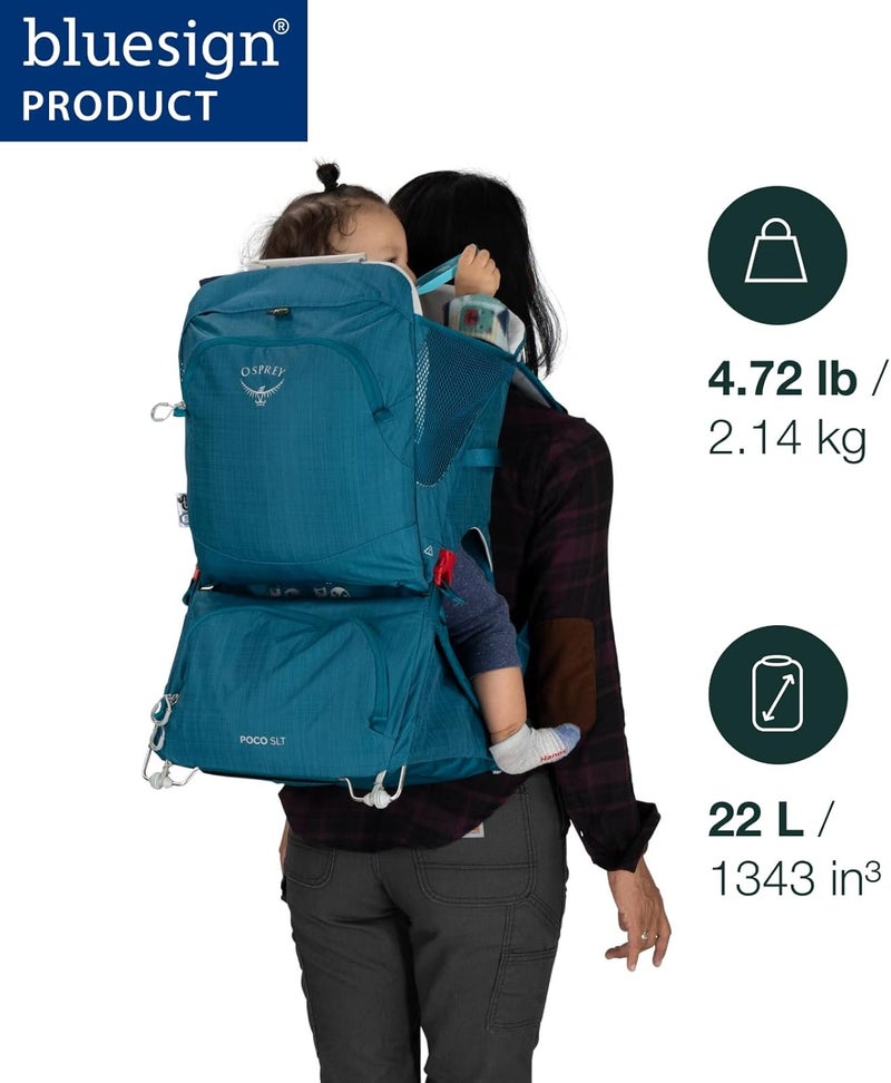 Osprey Poco SLT Lightweight Child Carrier Backpack  SlimmedDown Hiking Carrier for Toddlers with Safety Harness Sunshade and Ventilated Backpanel  Lightweight TravelFriendly Option - Image 2