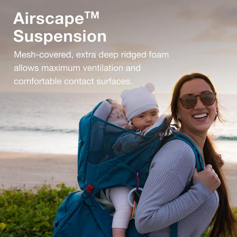 Osprey Poco SLT Lightweight Child Carrier Backpack  SlimmedDown Hiking Carrier for Toddlers with Safety Harness Sunshade and Ventilated Backpanel  Lightweight TravelFriendly Option - Image 5