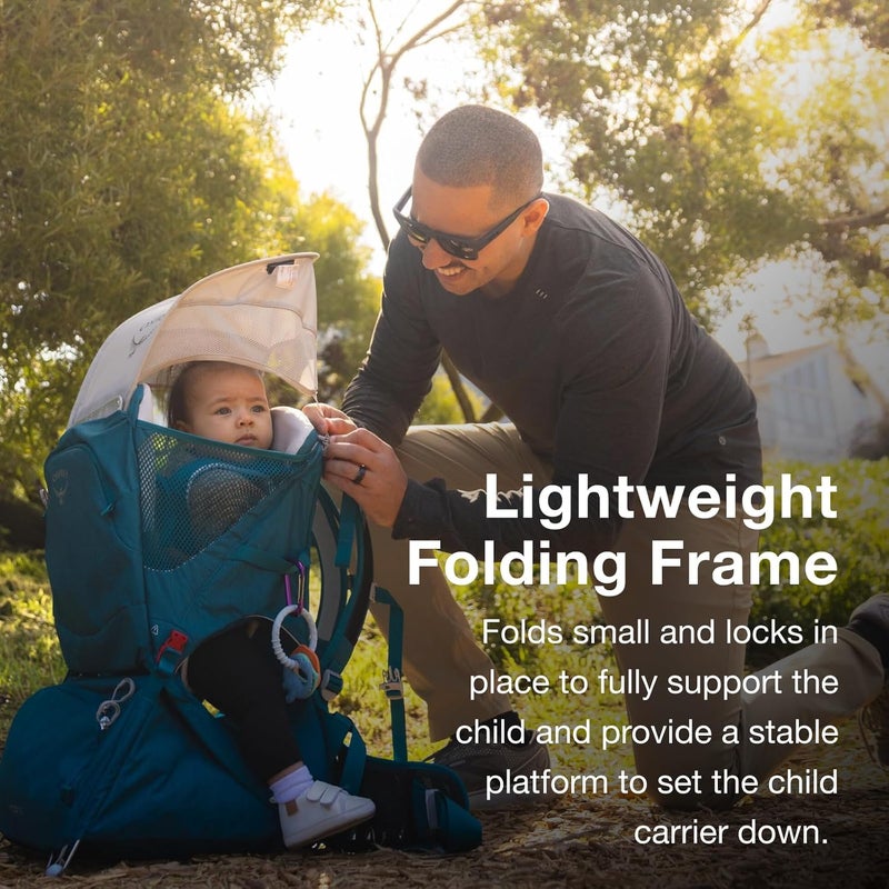 Osprey Poco SLT Lightweight Child Carrier Backpack  SlimmedDown Hiking Carrier for Toddlers with Safety Harness Sunshade and Ventilated Backpanel  Lightweight TravelFriendly Option - Image 3
