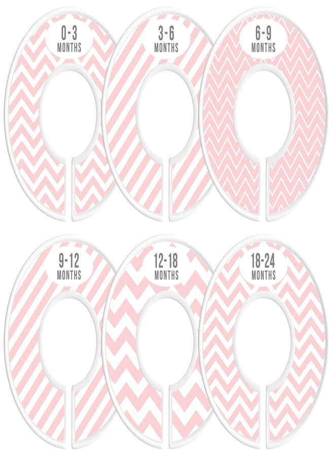 Delicush Baby Closet Size Dividers, Girl, Pink, Set of 6 Organizers, Stripe, Chevron - Image 1