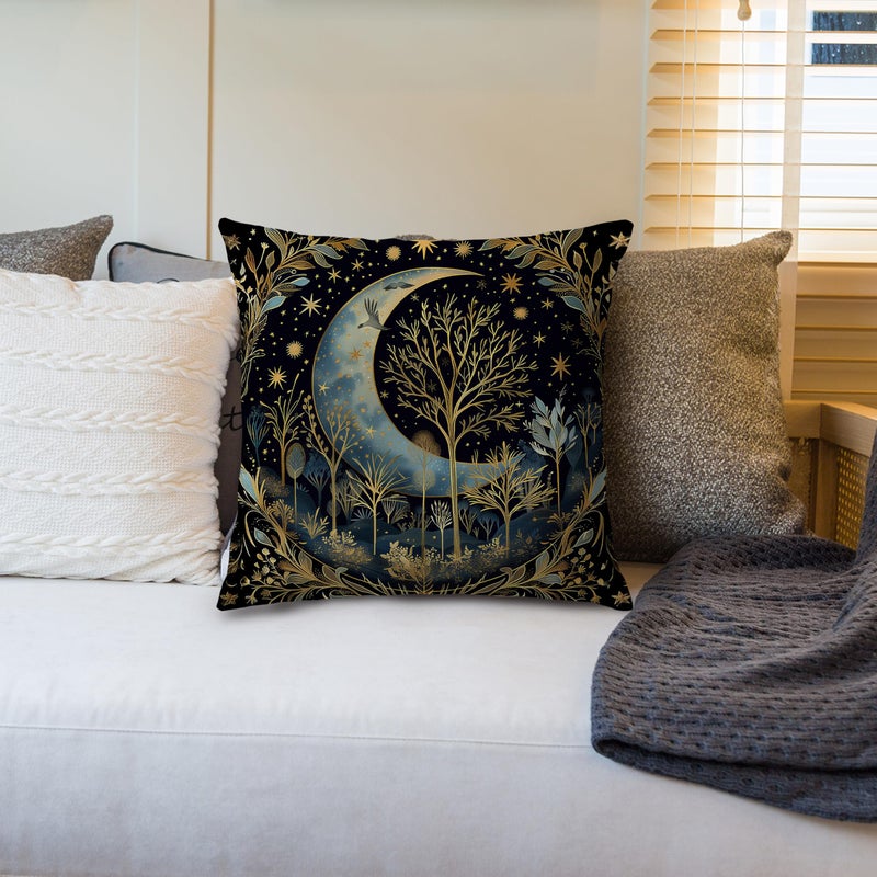 Nipil Vintage Dark William Morris Night Moon Forest Decor Pillow Covers 18x18,Black Forest Decor,Dark Dcademia Animal Floral Decorative Throw Pillow Covers for Home Bedroom Living Room - Image 4