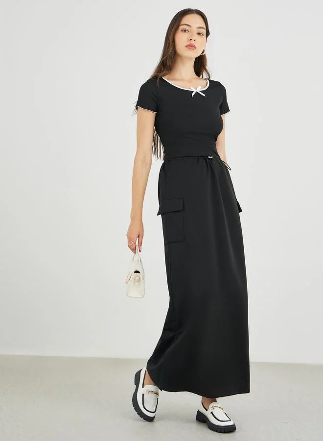 Take Two Take Two Cargo Maxi Skirt with Toggle String