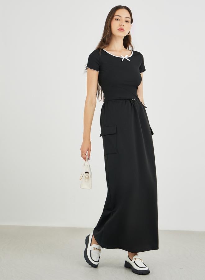 تايك تو تنورة ماكسي كارغو مع حبل ربط - Image 1