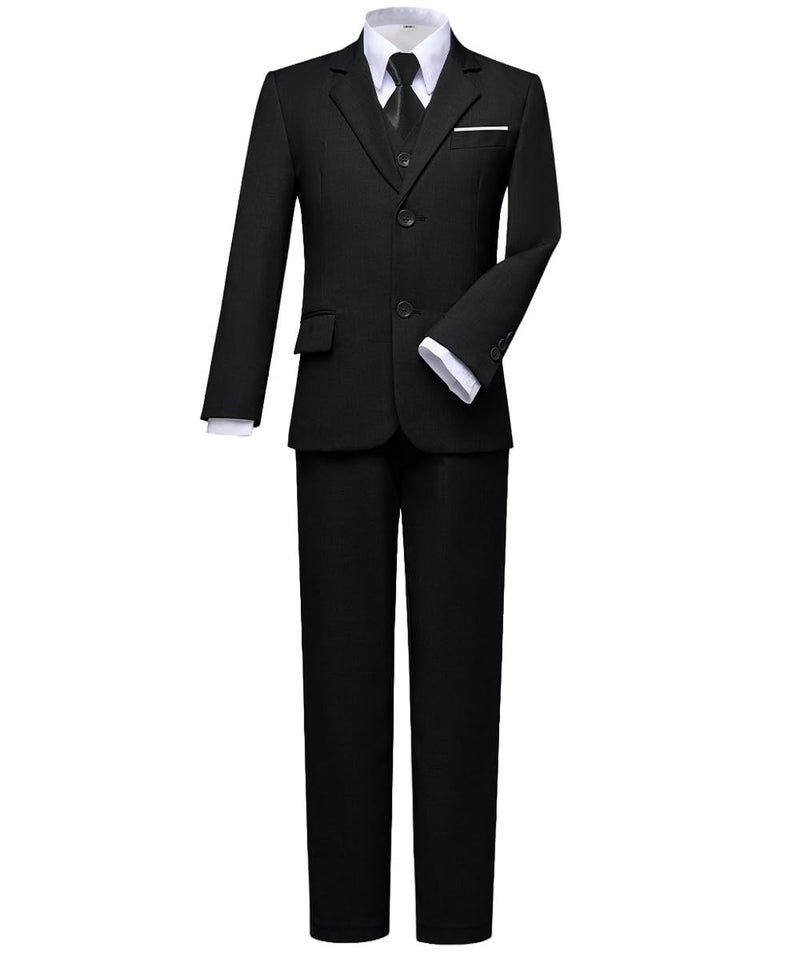 Visaccy Kids Suits for Boy Toddler Wedding Outfit Slim Fit Formal Wear Black Boys Suit Size 4T - Image 5