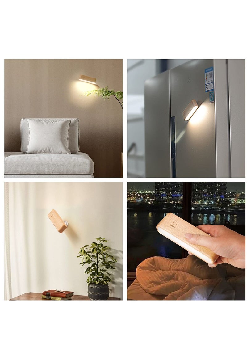 SYOSI SYOSI Rechargeable Night Wall Light LED Kids Bedroom Motion Sensor Night Light Wall Light Wooden Magnetic Battery Operated Night Lamps for Kids Room Bathroom Cabinet Closet Hallway  - Image 5