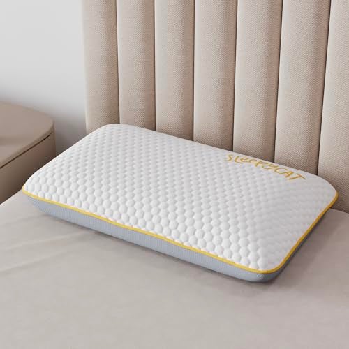 SleepyCat Marshmallow Pillow - Medium Soft with Bamboo Fabric Zipper Cover, Pefect for All Sleepers, White Soft Pillow, 1 Piece (Standard Size, 25x16 inches) - Image 1
