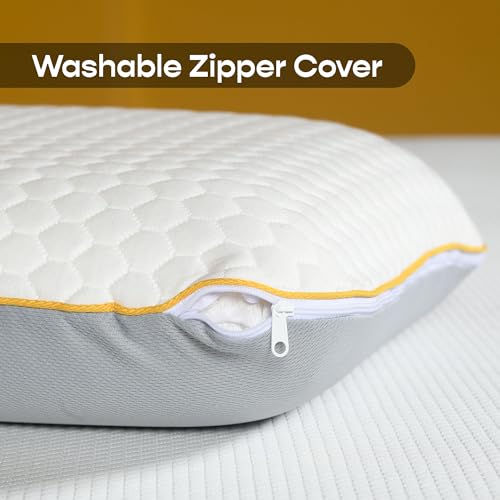 SleepyCat Marshmallow Pillow - Medium Soft with Bamboo Fabric Zipper Cover, Pefect for All Sleepers, White Soft Pillow, 1 Piece (Standard Size, 25x16 inches) - Image 4