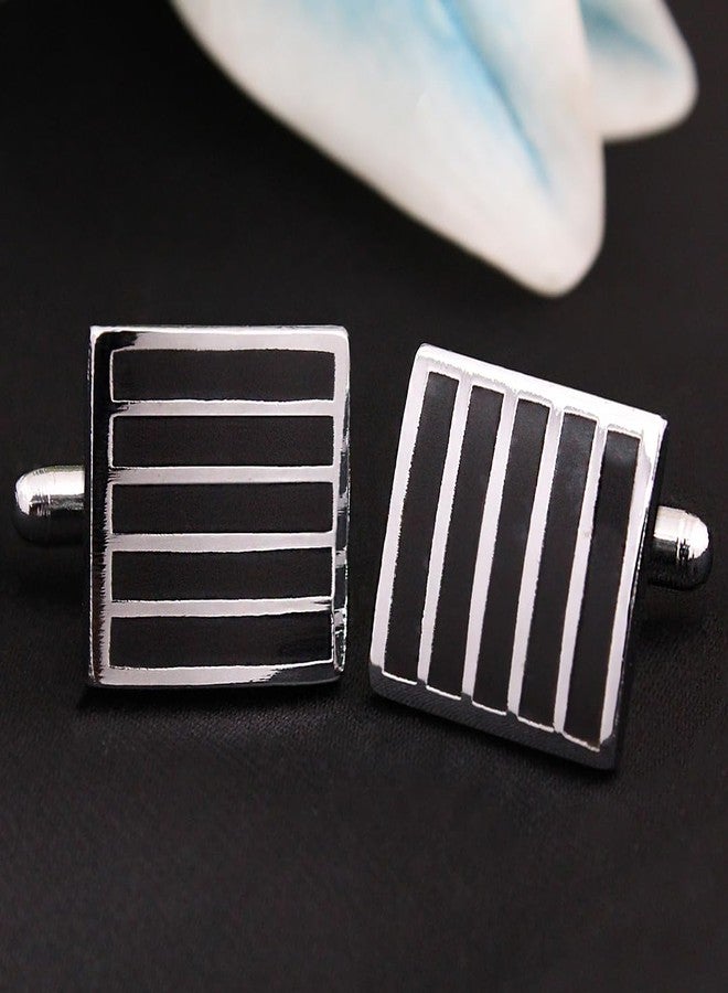 Kovove The Ace Stripes Black Coloured Cufflinks - Image 2
