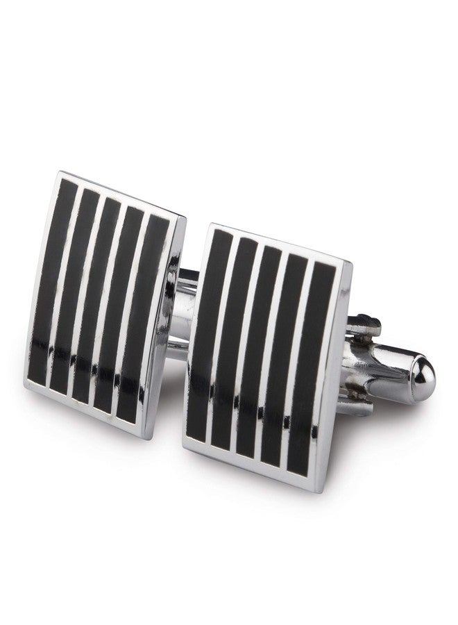 Kovove The Ace Stripes Black Coloured Cufflinks - Image 1
