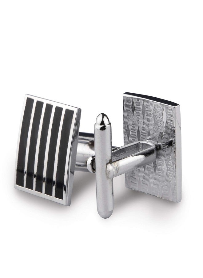 Kovove The Ace Stripes Black Coloured Cufflinks - Image 3
