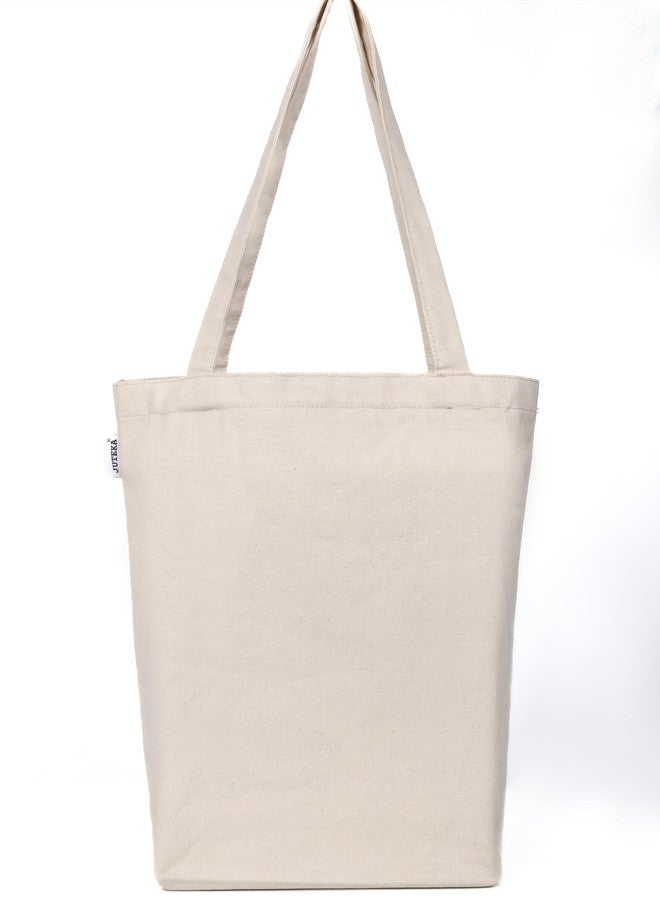 JUTEKA Canvas Tote Bag for Women, Bag for College Girls, Organic Cotton Tote Bag with zip for Shopping, Beach, Travel Bags for Women (Owl) - Image 5