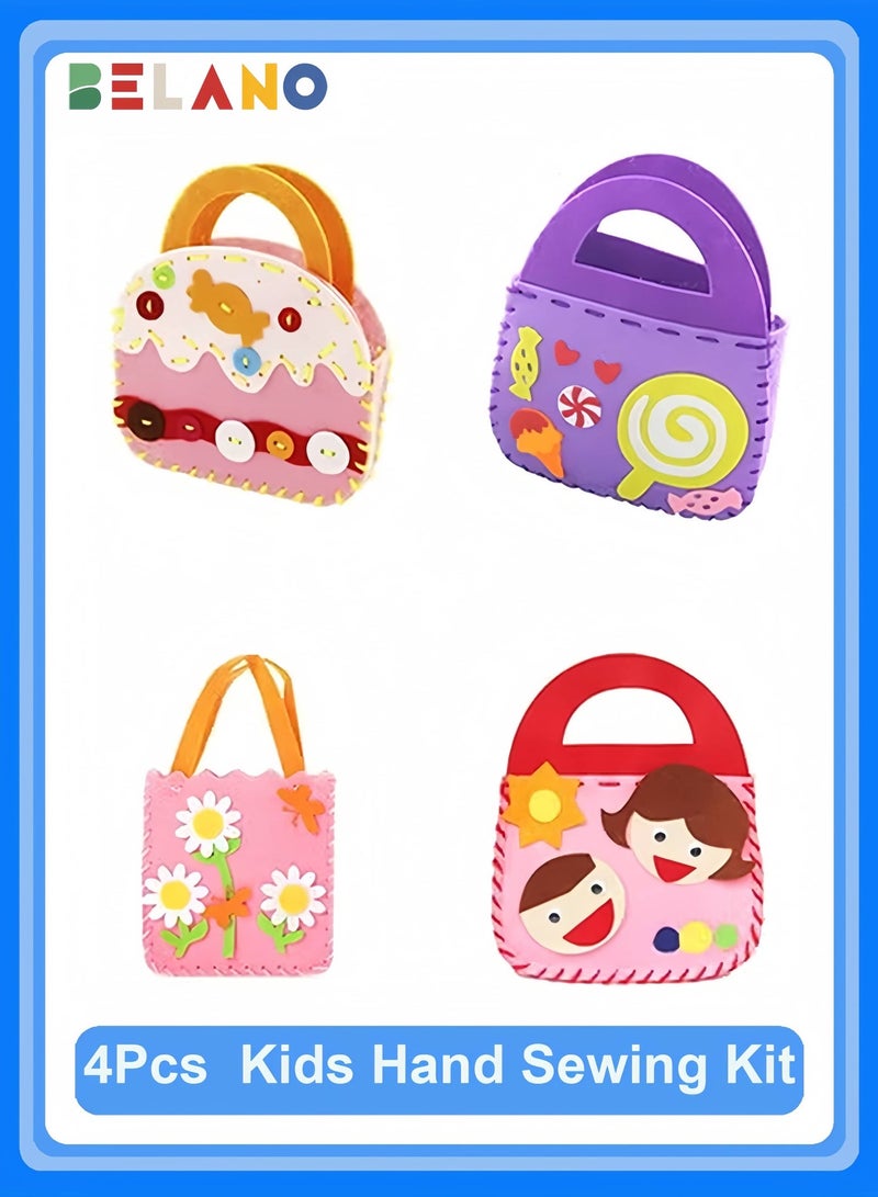 BELANO Children Sewing Kit 4 Pack Felt Craft Kits for Beginners DIY Hand Sewing Bag Toys Educational Gift for Kids Girls Boys - Image 1