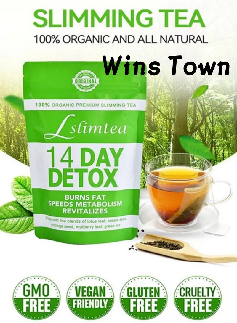 وينز تاون أكياس شاي التخلص من السموم في البطن تدعم صحة الجهاز الهضمي والتمثيل الغذائي - 14 كيسًا - Image 1