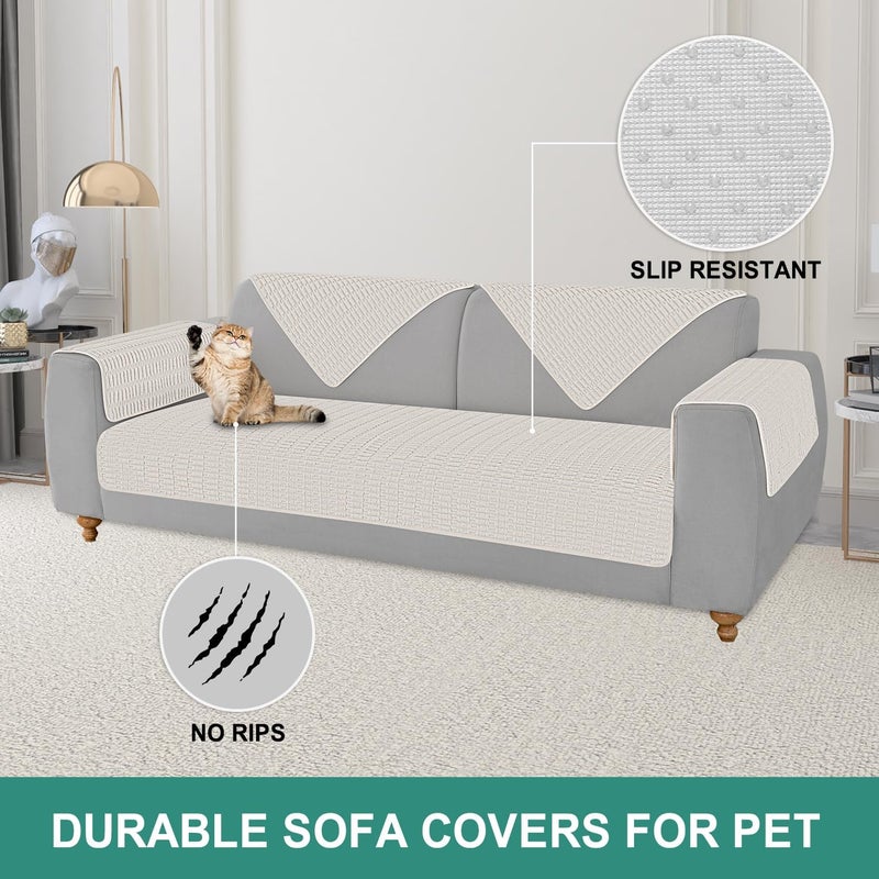 Foxdecor Couch Cover Sofa Covers Washable, Dog Bed Cover Couch Covers for 3 Cushion Couch Sofa Pet Friendly, Dog Couch Cover Furniture Covers for Pets.(Cream 32x53 inch) - Image 4