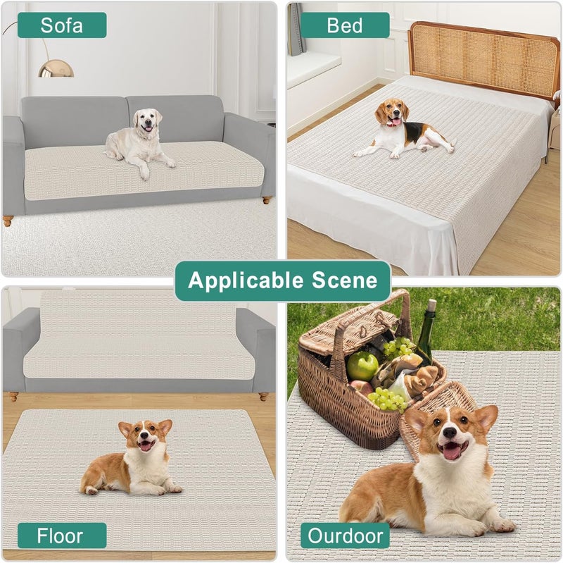 Foxdecor Couch Cover Sofa Covers Washable, Dog Bed Cover Couch Covers for 3 Cushion Couch Sofa Pet Friendly, Dog Couch Cover Furniture Covers for Pets.(Cream 32x53 inch) - Image 5