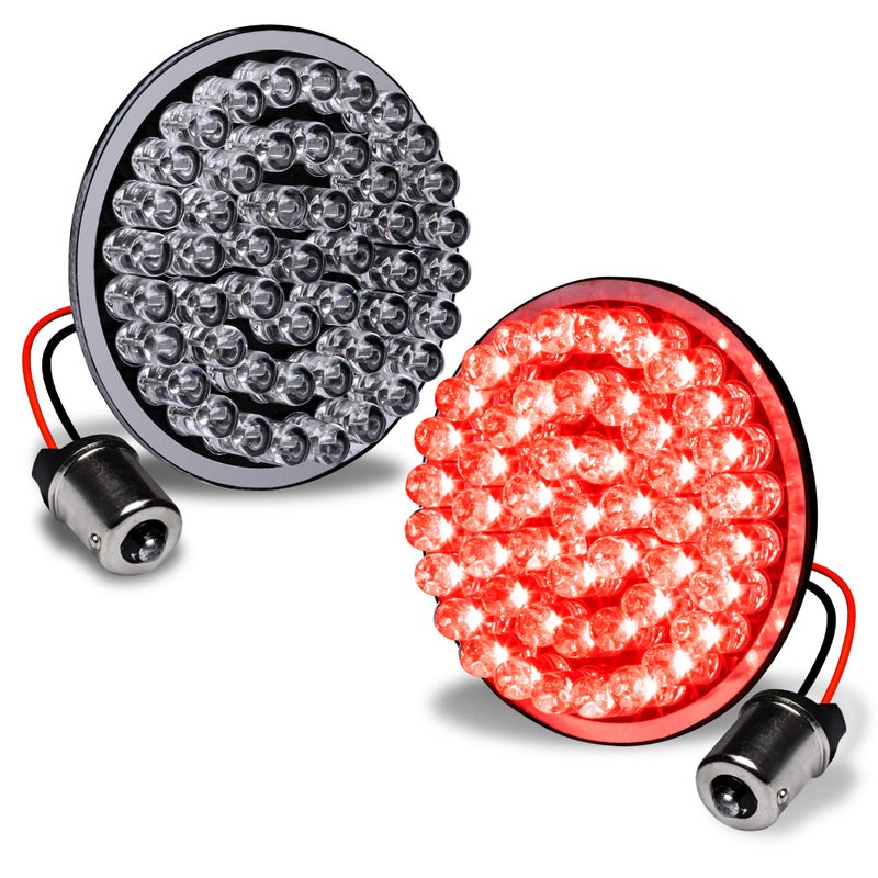 مصابيح الفرامل الخلفية LED حمراء TRUE MODS 2 1156 لدرجات هارلي ديفيدسون مجموعة زوجية بتشطيب أسود بتصميم رصاصة لدرجات هارلي سبورتستر ستريت جلايد رود كينغ سوفتيل إليكترا هيريتاج داينا فات بوي
